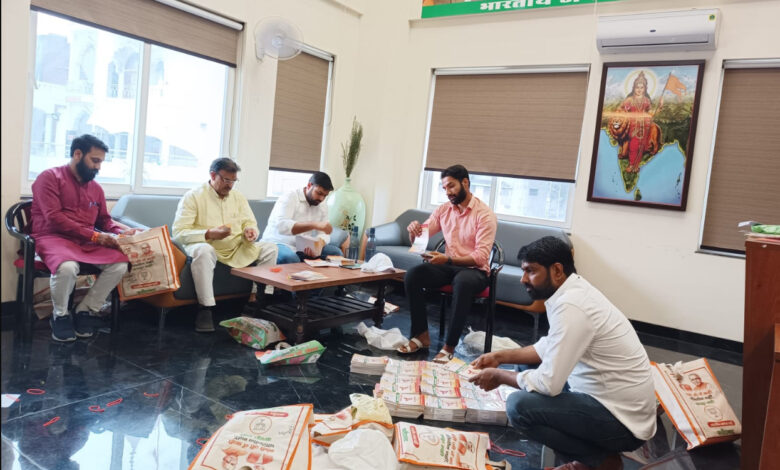 BJYM Faridabad signed up and handed over membership books to District President Gopal Sharma