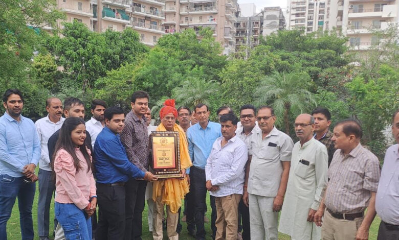 विधायक राजेश नागर को मिला बेस्ट एमएलए का खिताब