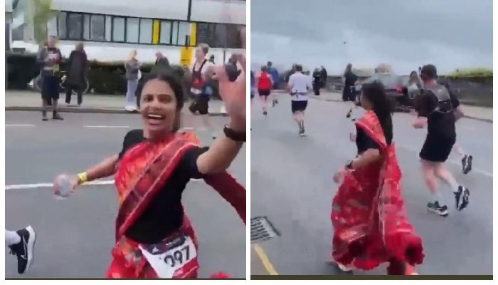 ब्रिटेन में भारतीय महिला ने संबलपुरी साड़ी पहनकर मैराथन में लगाई दौड़