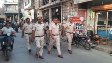 डीसीपी नरेंद्र कादियान ने सारण एरिया में पुलिस बल के साथ निकाला पैदल मार्च