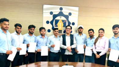 Vice-Chancellor of Shri Vishwakarma Kaushal Vishwavidyalaya Dr. Raj Nehru handed over the letters