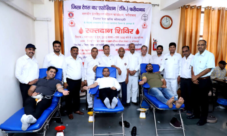 Blood donation camp organized by Faridabad District Tax Bar Association