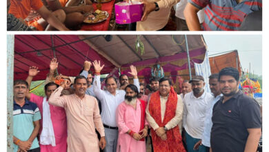 Former Industries Minister Vipul Goyal reached various Kanwar camps in Faridabad, met Shiva devotees and distributed prasad