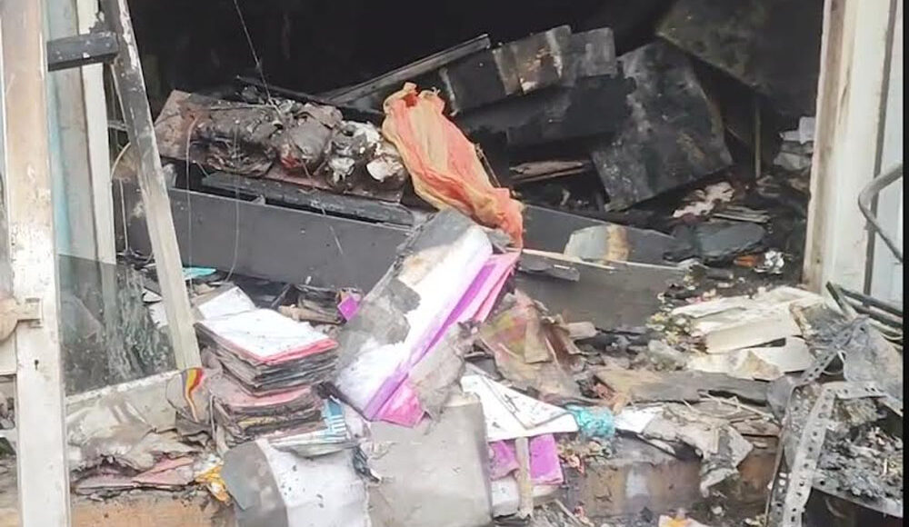 Grocery items destroyed in massive fire in grocery store