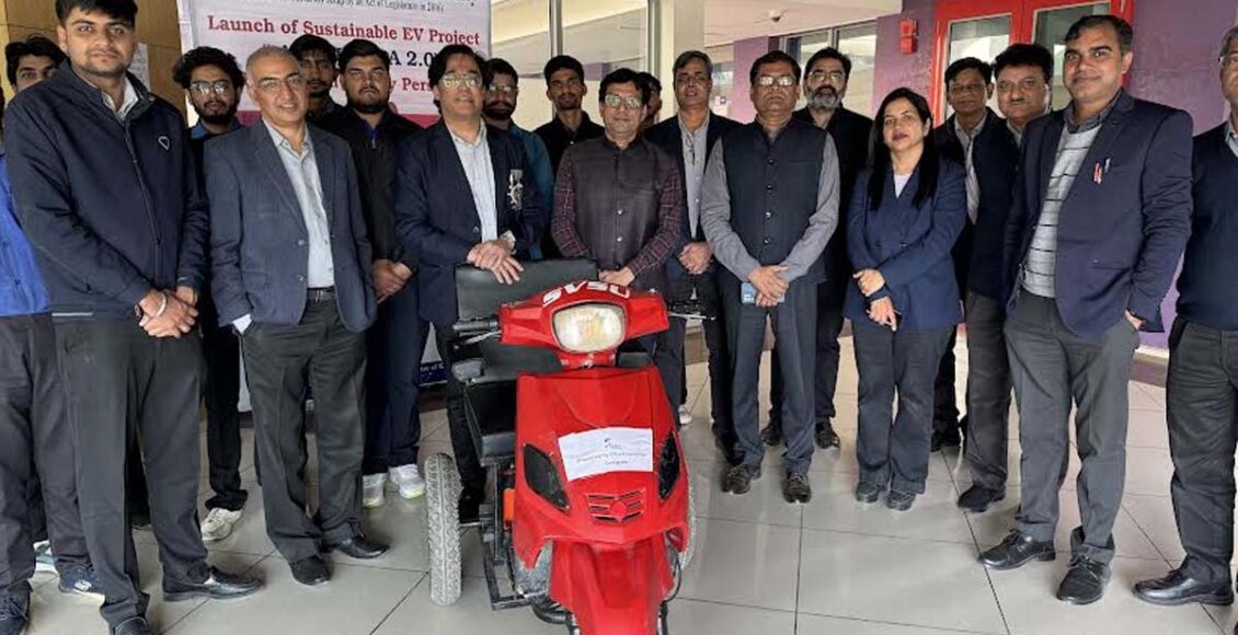 Students of Shri Vishwakarma Kaushal University made e-vehicle for the disabled from scrap, launched it on World Disability Day.