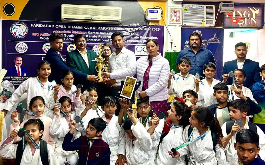 Senior Haryana BJP leader Thakur Umesh Bhati chief guest at Faridabad Open Dhammika Kai Karate Championship