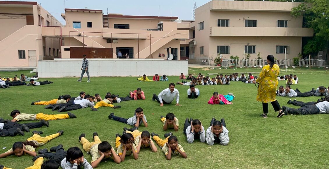 A mock drill was organized in Convent School Faridabad for special disaster management and prevention