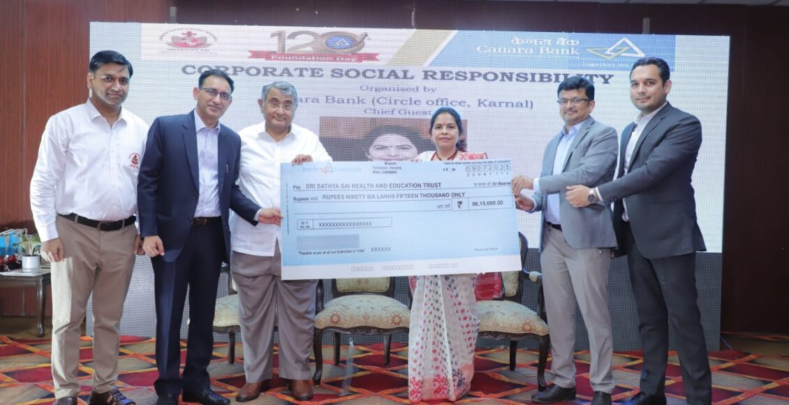 Canara Bank extends aid of ₹96.15 lakh to Sri Sathya Sai Sanjivani Hospital, Palwal (Haryana) – provides life saving cardiac equipment for children