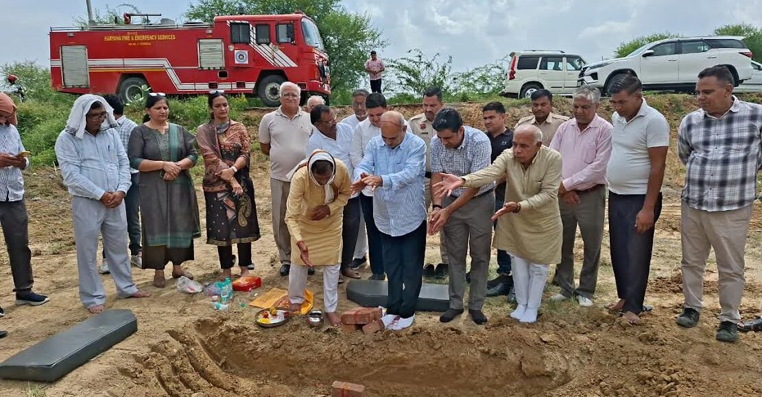 MLA Moolchand Sharma laid the foundation stone of the new fire station by performing Bhoomi Pujan