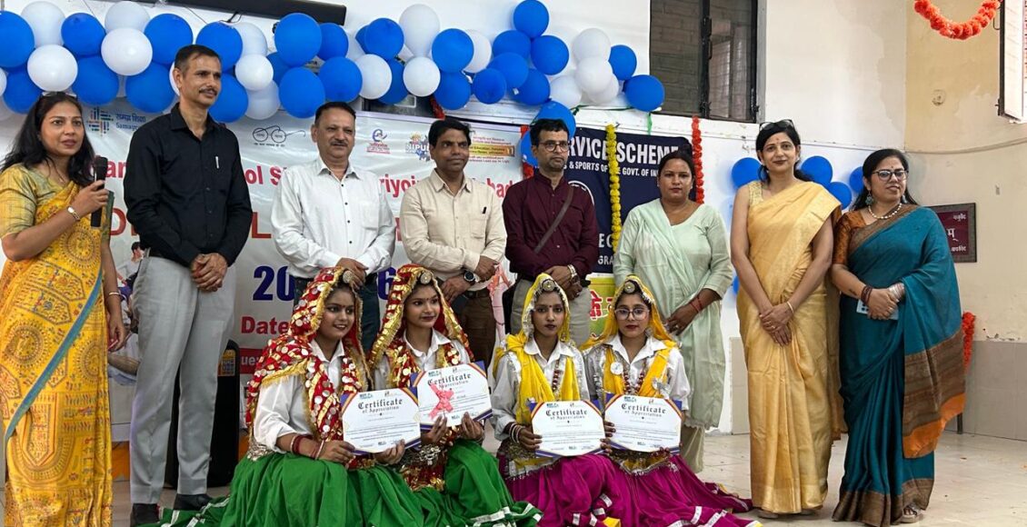 Girl students displayed their talent in the district level art festival.