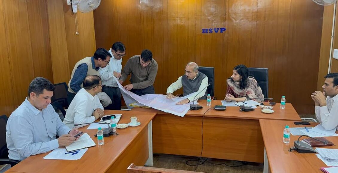 Former Cabinet Minister Moolchand Sharma reviewed the development works with HSVP and corporation officials.