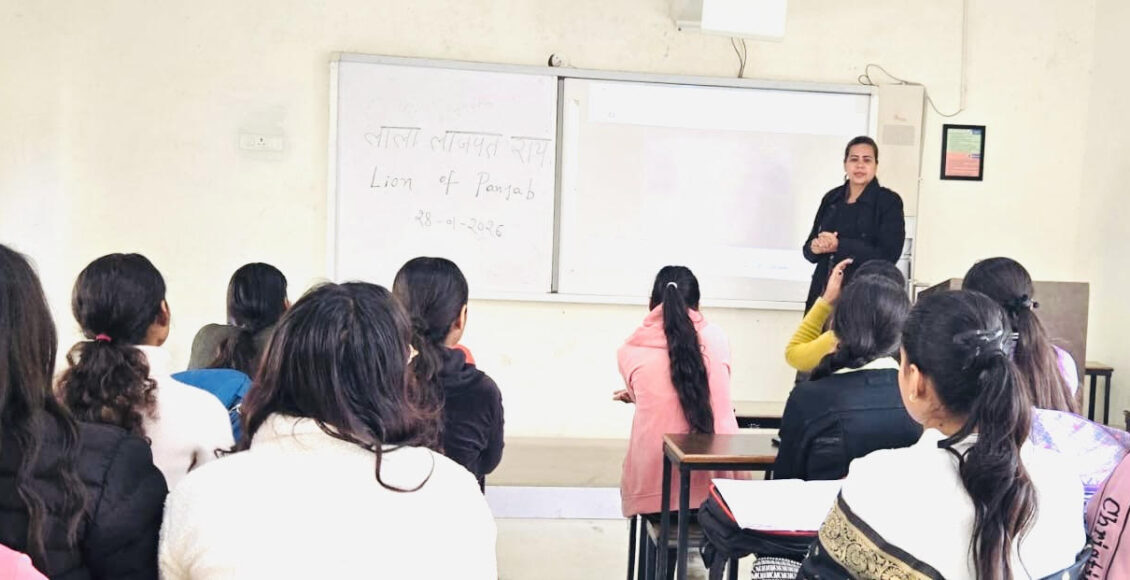 A documentary was shown to the students of Aggarwal College on the occasion of Lala Lajpat Rai's birth anniversary.