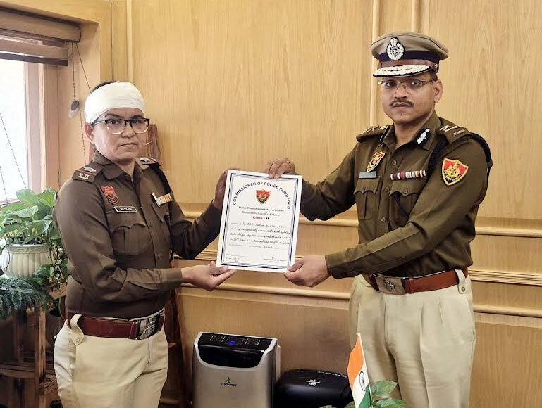 Policemen injured in Surajkund fair accident honored