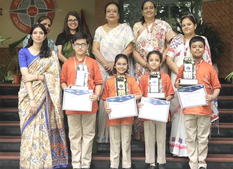 Students of Jeeva Public School secured the first position in the TechBlitz 10.0 inter-school competition.