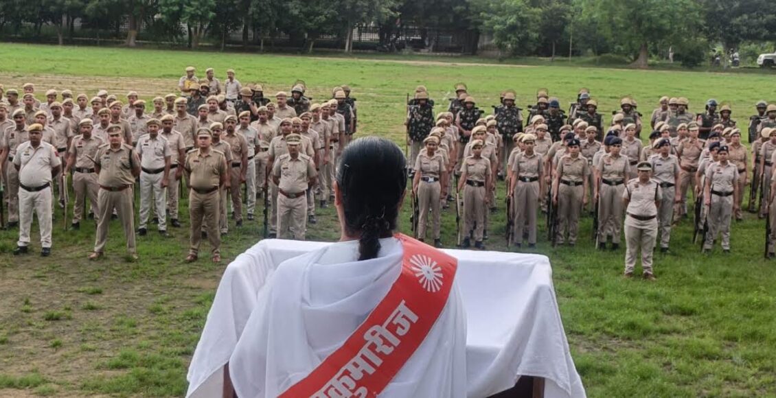 Faridabad Police's initiative against drug abuse; police personnel take a pledge to stay drug-free.
