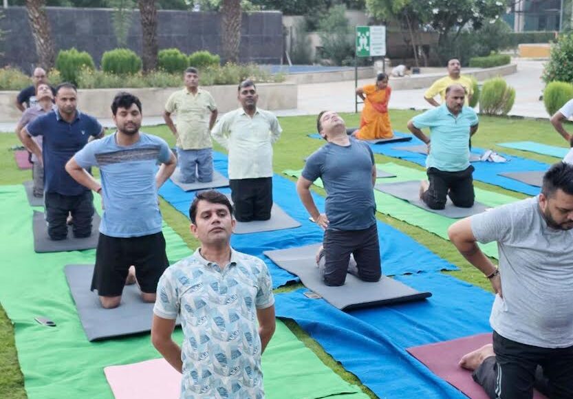 Yoga camp organized at ESIC for patients' health and a positive atmosphere.