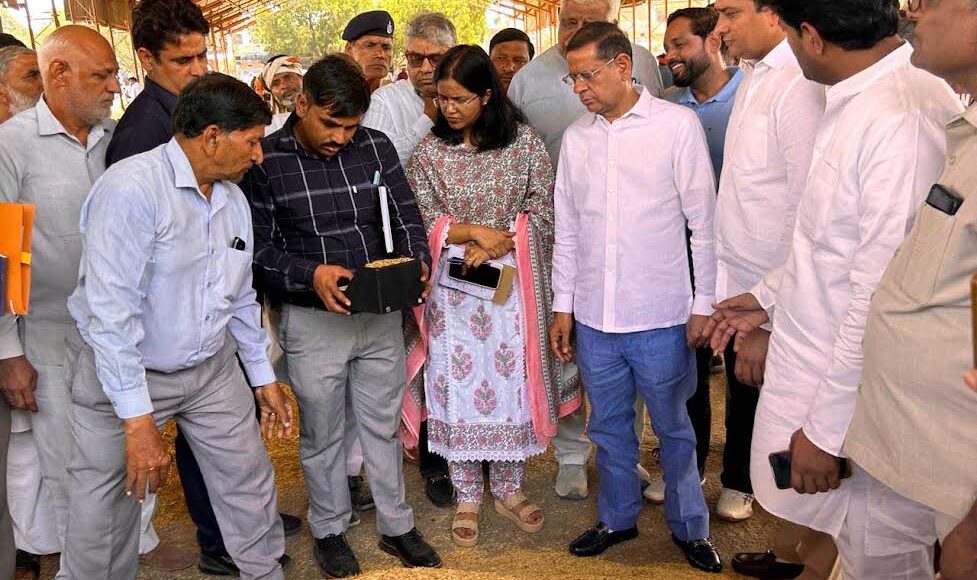 Minister Rajesh Nagar conducted a surprise inspection of the Ballabgarh grain market on the very first day of paddy procurement.